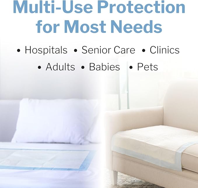 McKesson Underpads Bed Pads, Elderly, Light Absorbency, 23 x 36 in, 150 ct | and Baby, Pee Pads, Fluff