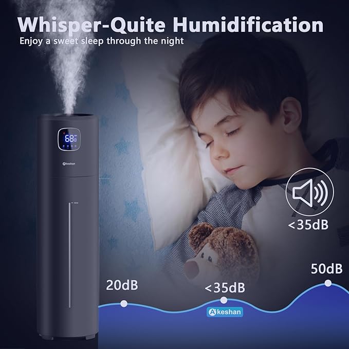 Akeshan Large Humidifiers for Bedroom, 9L/2.5Gal Ultrasonic Cool Mist, Top Fill