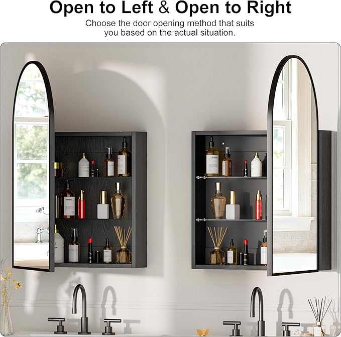 Brushed Black Arched Medicine Cabinet