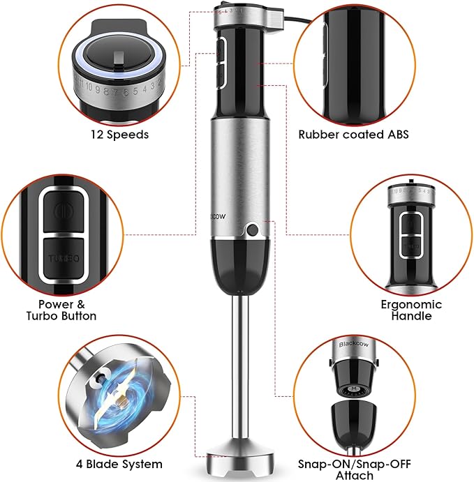 Immersion Blender Handheld for Kitchen, Emulsion Blender Handheld