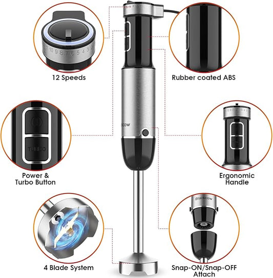 Immersion Blender Handheld for Kitchen, Emulsion Blender Handheld