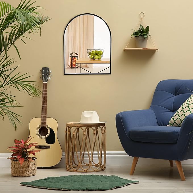 Small Black Arch Mirror Wall-Mounted 10x13 inch Arched Mirror