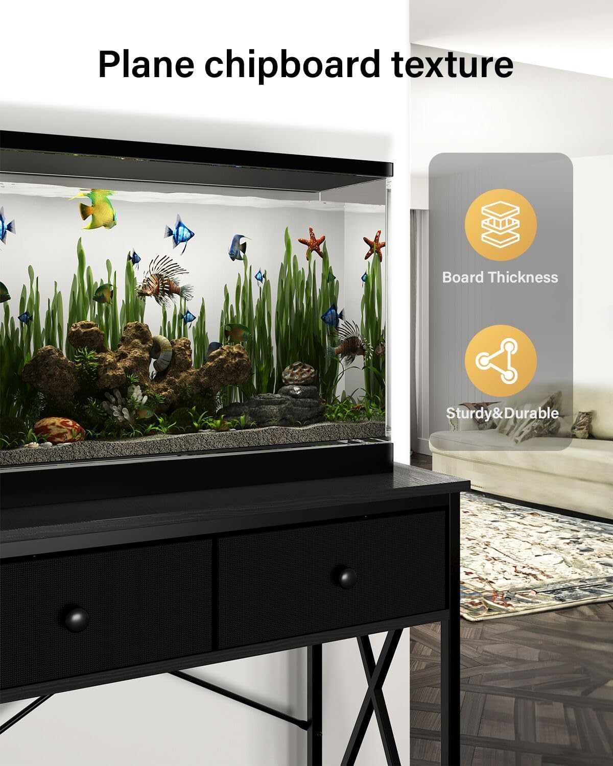 Fish Tank Stand 29 Gallon: Sturdy Aquarium Stand with Accessories Storage - Metal Fish Tank Table for 20-29 Gallon Reptile Breeder Turtle Terrarium - 30.7"x16.5" Weight Capacity 330 lbs