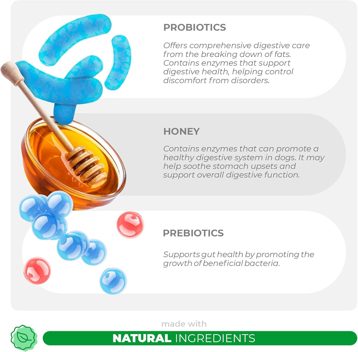 Probiotics for Dogs Digestive Health - Support Gut Health, Diarrhea, Gas, & Seasonal Allergies - with Honey, Pumpkin and Prebiotics for Digestive Support, Bad Dog Breath & Constipation