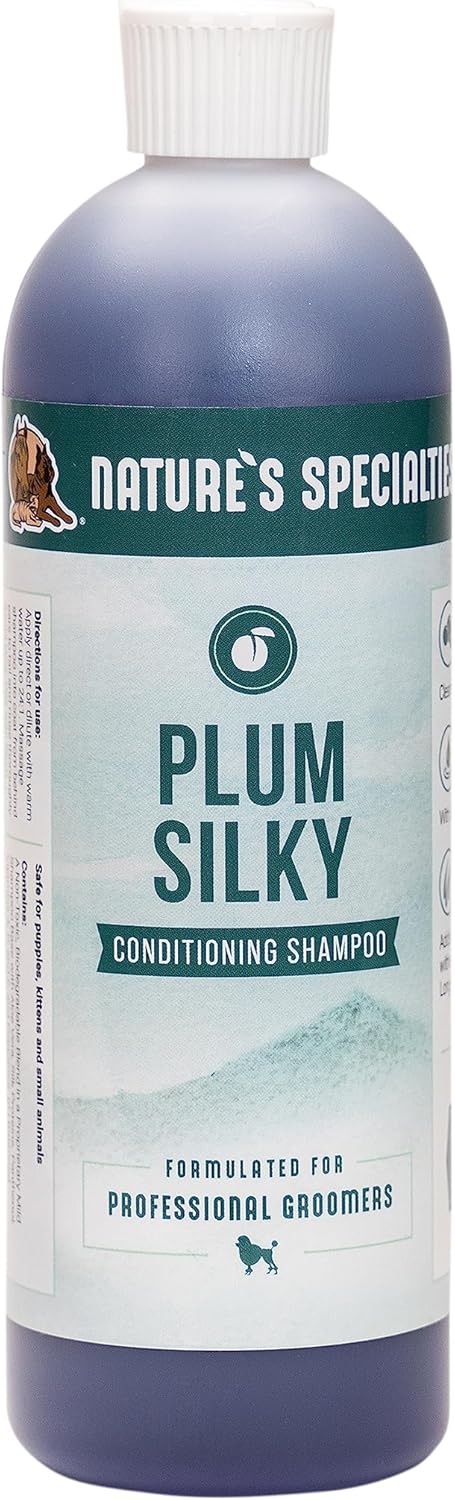 Nature's Specialties Plum Silky Ultra Concentrated Dog Shampoo Conditioner, Makes up to 3 Gallons, Natural Choice for Professional Pet Groomers, Silk Proteins, Made in USA, 16oz