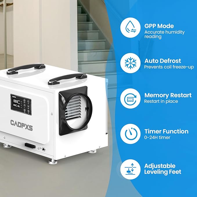 CADPXS Crawl Space Dehumidifier, 125 Pints Commercial Dehumidifiers
