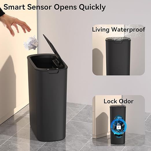 5 Gallon Motion Sensor Bathroom Trash Can Automatic Garbage Cans