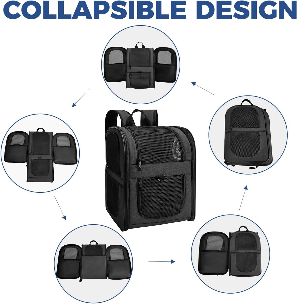 Apollo Walker Dog & Cat Carrier Backpack for 4-15lb Pets - Ventilated Safe Design with Padded Back Support, Breathable Mesh Pet Backpack for Hiking, Travel, Outdoor (Black)