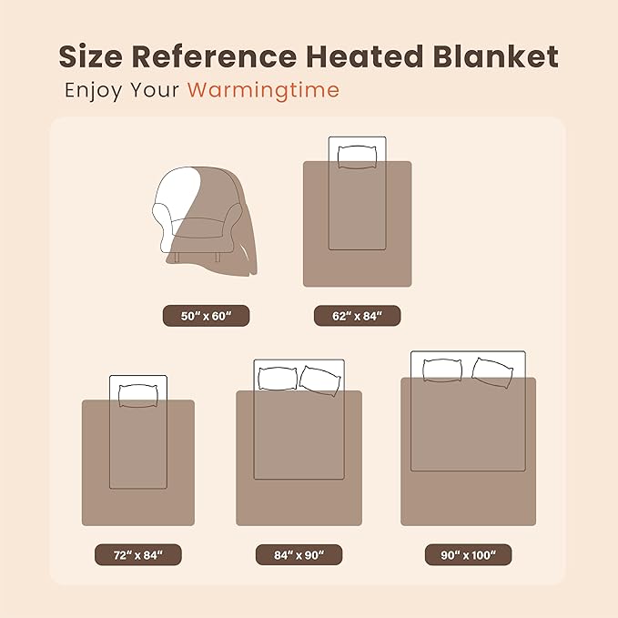Heated Blanket Electric Blanket King Waffle, 90x100 Inches Dual Controllers