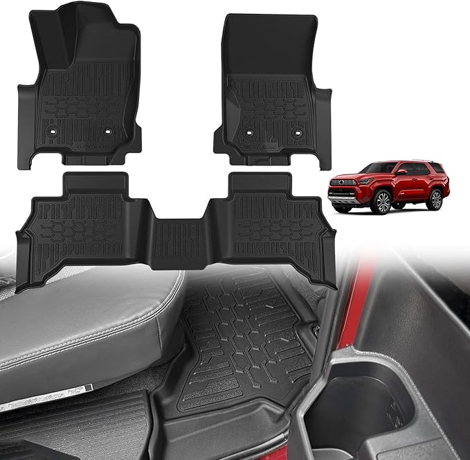 TripleAliners Fit for Toyota 2025 2026 4Runner Accessories Floor Mats All Weather Liners Custom Fit TPE Heavy-Duty 1st&2nd Row Waterproof Anti-Slip Floor Liners (Only for 5 Seats) Not for Hybrid Model