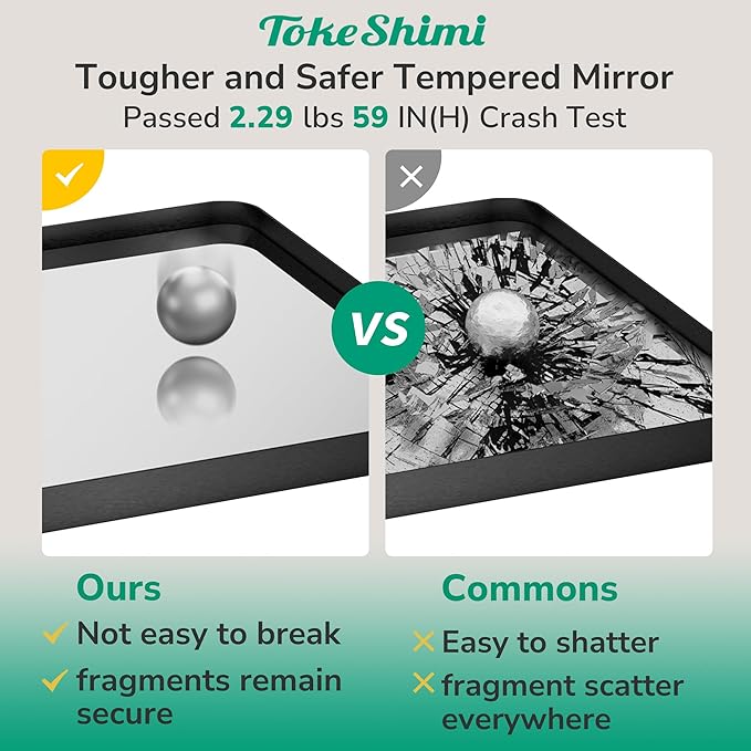 TokeShimi 48x30 Wall Mirror for Bathroom, Matte Black Bathroom Vanity Mirror