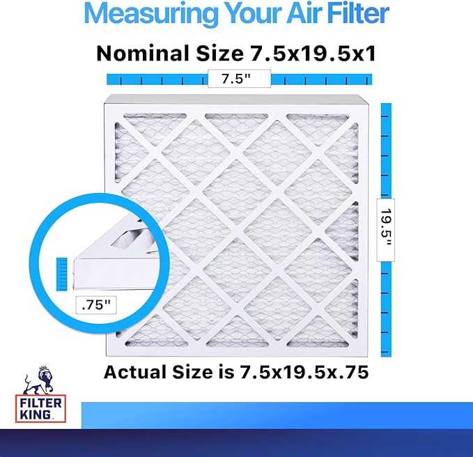 Filter King 7.5x19.5x1 Air Filter | 4-PACK | MERV 8 HVAC Pleated A/C Furnace