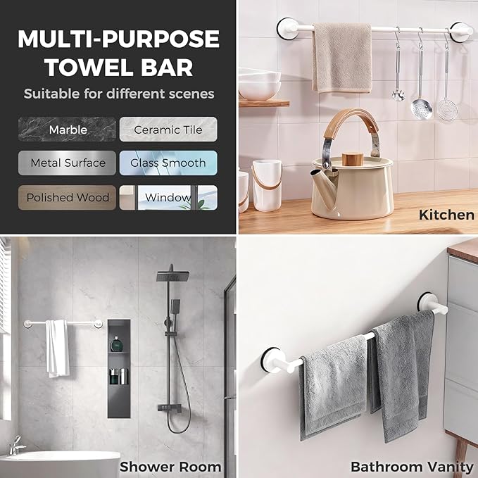 Adjustable Suction Cup Towel Bar
