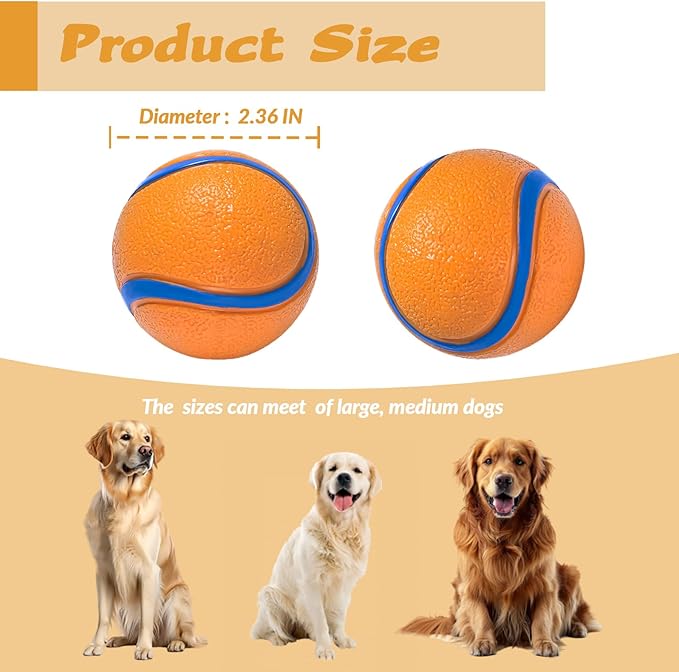 Dog Toy Ball,Rubber Sound-Producing Toy Ball, with a Groove Design That is Resistant to Bites, Has a High Bounce, Dog Training Interactive Pet Toy, Relieving Pet Anxiety（Large Size）