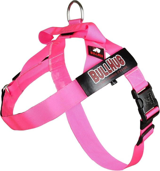 Adjustable Dog Harness– No Pull, No Choke – for English Bulldogs, French Bulldogs, Pugs & Broad-Chested Breeds – Easy, Safe Walks (NEON Pink, Medium)