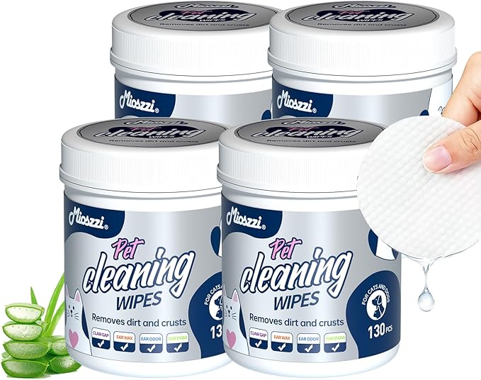 MIOSSZI 520 PCS Pet Eye Wipes for Dogs & Cats Tear Stain Remover Wipes for Dog Eyes Wipes Gently Remove Tear Stain, Debris, Discharge Hypoallergenic Cat Eye Wipes Pet Cleaning for Eyes Grooming Wipes