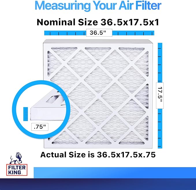 Filter King 36.5x17.5x1 Air Filter | 4-PACK | MERV 8 HVAC Pleated A/C Furnace