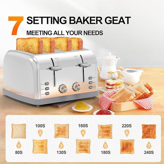 Toaster 4 Slice Retro Stainless Steel, Best Prime 4 Slice Toaster Wide Solt