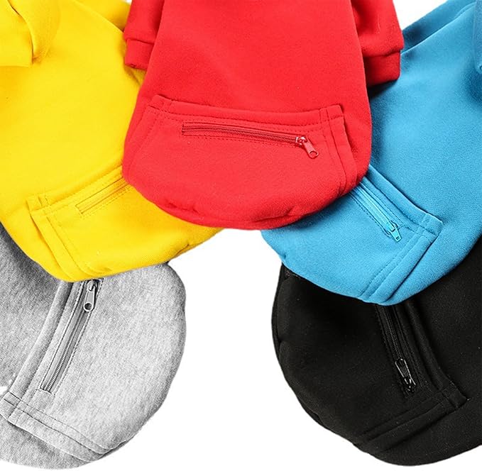 Jecikelon Winter Dog Hoodie Sweatshirts with Pockets Warm Clothes for Small Dogs Chihuahua Coat Puppy Custume Clothing (XX-Small, Y02-Blue)