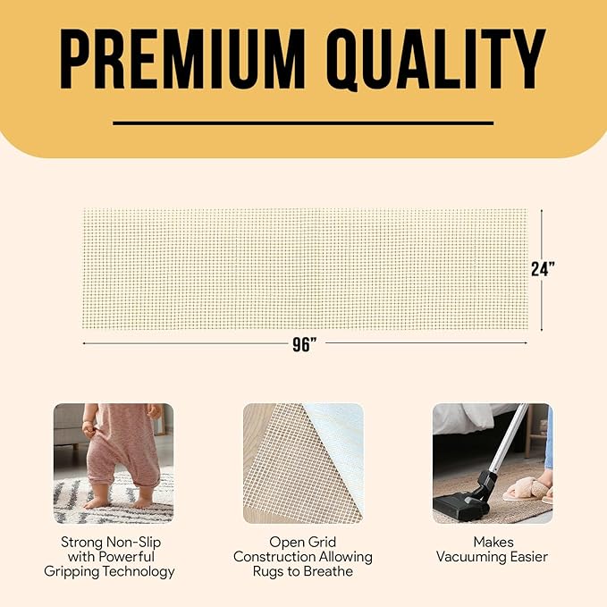 Non Slip Area Rug Gripper 4x6 Feet, Rug Gripper for Hardwood Floors, Laminate, Vinyl, Stone & Tile, Anti Slip Area Rug Pad for Under Rugs
