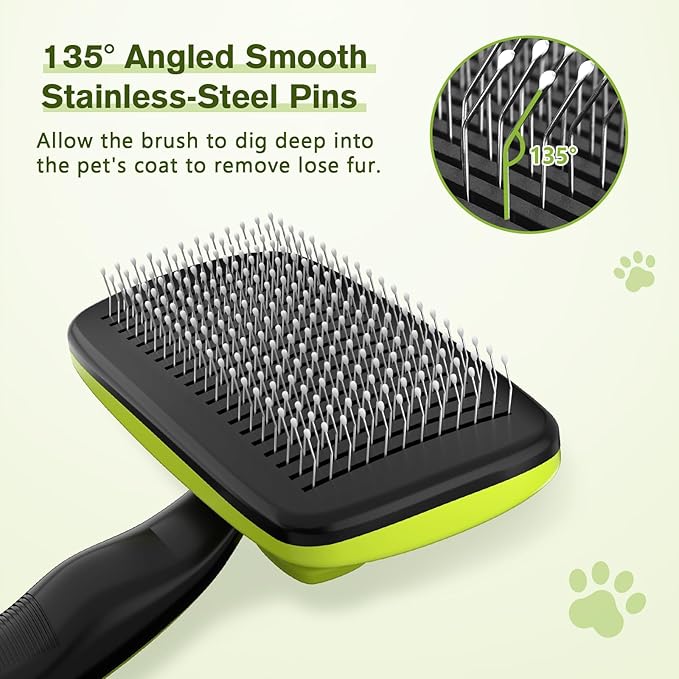 Pecute Self-Cleaning Slicker Brush for Dogs, Cats, Lightweight Dog Brush for Shedding Massaging Grooming, Cat Brush Gently Removes Loose Fur Undercoat for Small Dogs Cats Rabbits of All Hair Types