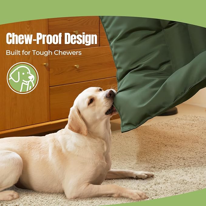 Chew Proof Indestructible Dog Bed,Medium (22"x35"),Green | Durable,for Aggressive Chewers,Tough,chew resistant, non chewable,Machine Washable & Waterproof,Indoor Outdoor