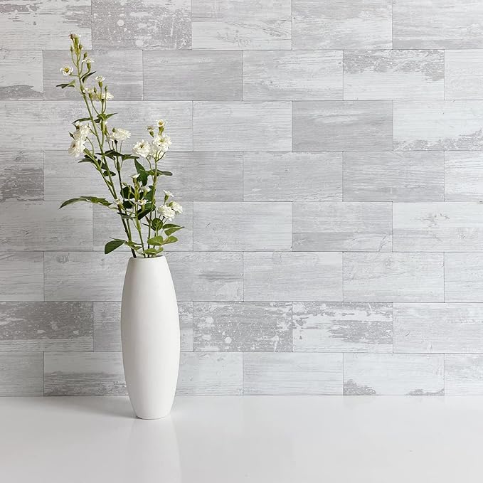 AULIGET 100 Piece Peel and Stick Backsplash PVC Tile, 3 Inch x 6 Inch White