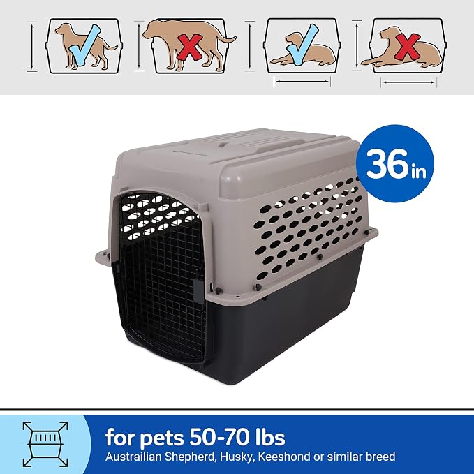 Petmate Vari Dog Kennel - Portable Dog Carriers & Crates for Large Dogs, Airline-Friendly, Durable Plastic, Pet Carrier For Home and Travel, 36 Inches, Taupe and Black