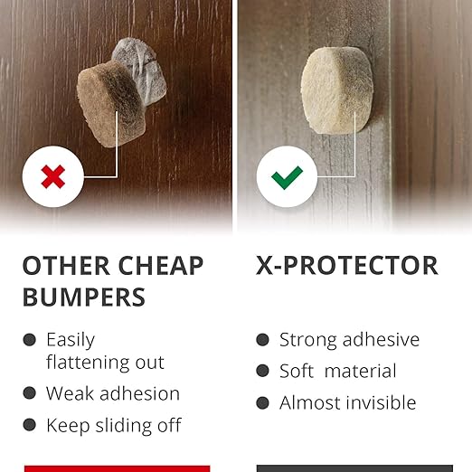 Cabinet Door Bumpers X-Protector 100 PCS – Small Felt Pads 3/8” – Ideal Beige Felt Bumpers – Self-Adhesive Thick Felt Dots – Bumper Pads to Protect Glass & Other Surfaces!