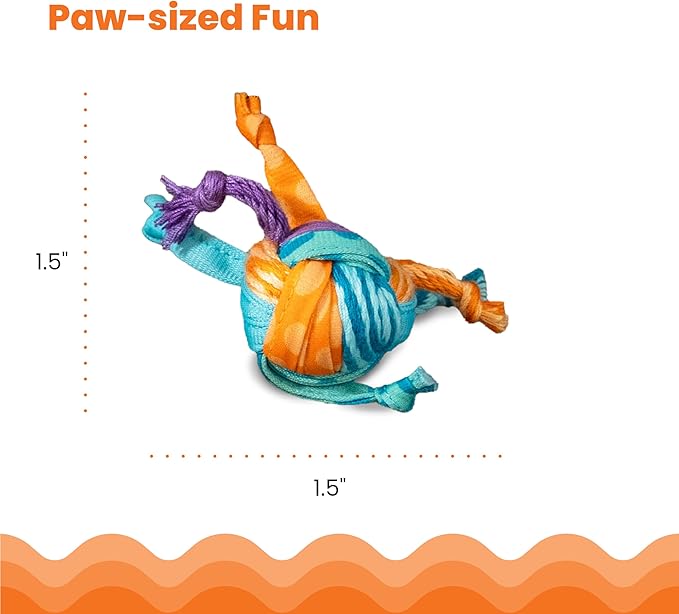 Catstages Catnip Tons of Tails – Interactive Catnip Dental Chew Toy for Cats with Rope, Ribbon & Cotton for Batting, Chasing & Chewing