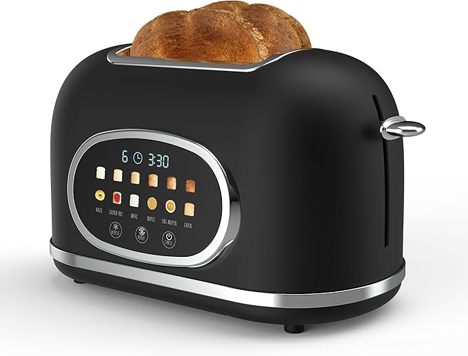Rae Dunn Retro Digital Electric Toaster, 2 Slice Stainless Steel Toaster