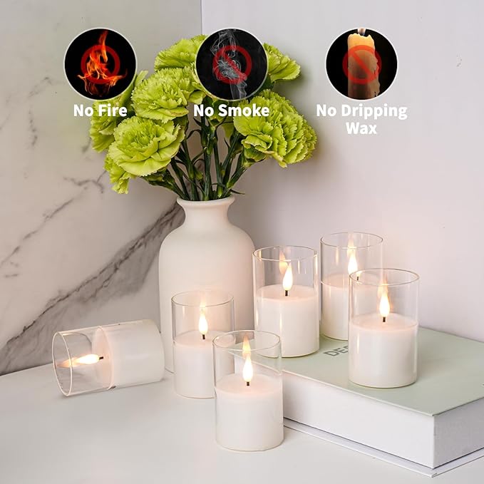 12Pack Glass Flickering Flameless Candles