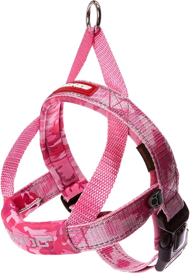 EzyDog Quick Fit Dog Harness, Soft Neoprene Padding - Small, Pink Camo | Fast One-Click Buckle, Adjustable Fit, Strong Reinforced Materials, Reflective Stitching, No Pull Dog Harness, Easy Walking