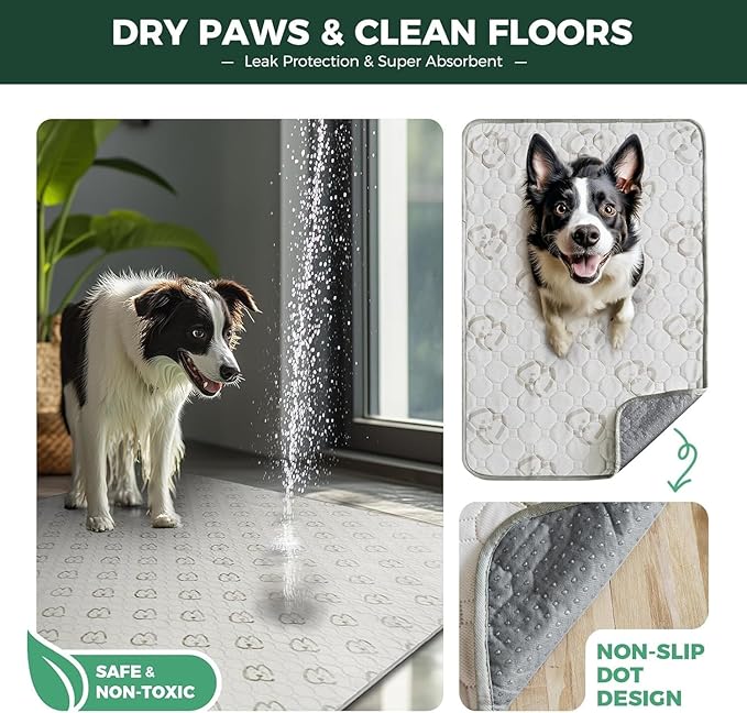 FXW Washable Pee Pads for Dogs, Super Absorbent, 43" x 98", 2 Packs | Machine washable, Non-slip backing, Fits 32"/40"/45"H 8-Panel FXW Rollick/Homeplus Playpens