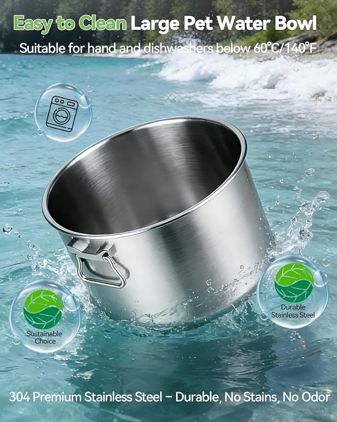 UPSKY 14L No Spill Dog Water Bowl, Spill Proof Slow Drinking for Large Dogs | Extra-large Capacity, 304 Stainless Steel, Dual-suction Anti-slip Base, Floating Disk, Water Window, For Messy Drinkers