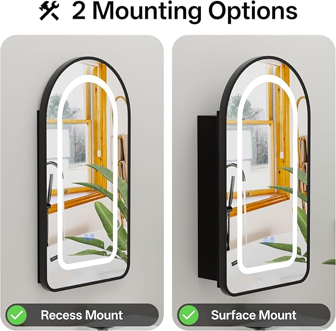 LED Arched Bathroom Medicine Cabinet