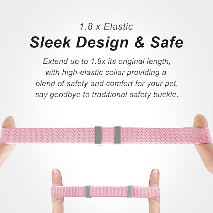AirTag Cat Collar,Ultra Elastic Cat Tracker Collar with Apple Air Tag Holder, [Lightweight][Scratch Resistant] Stepless Adjustable GPS Pet Collar for Cats Kittens, Pink