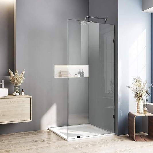 35" W x 78.75" H Shower Screen, Fixed Frameless Shower Glass Panel