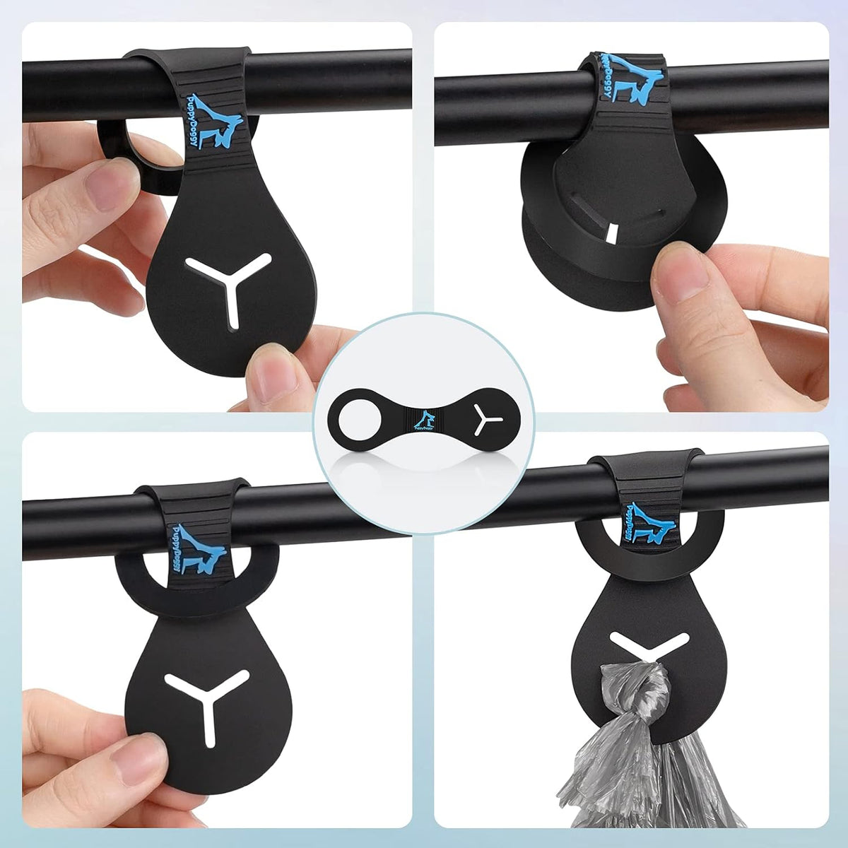 PuppyDoggy Dog Poop Bag Holder for Leash Waste Bag Carrier Dog Poop Bag Dispenser for Walking Running Bicycle Accessory 4 Pieces