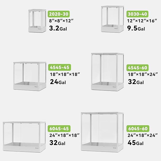 Reptile Glass Terrarium 24"x18"x18" 32 Gallon Knock-Down Dual-Locking Security Mesh Ventilation Durable Aluminum Frame Modern Design
