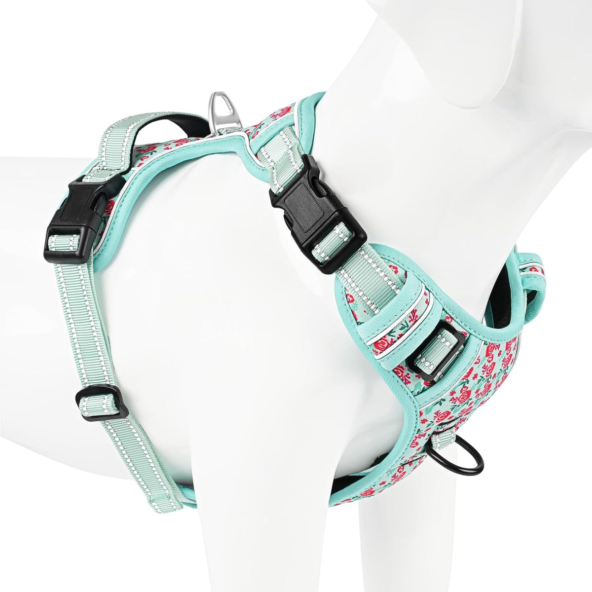 Timos Dog Harness, No-Pull Pet Harness with 2 Leash Clips, 3 Snap Buckles Adjustable Soft Padded Dog Vest, Reflective No-Choke Pet Oxford Vest with Easy Control Handle for Small Medium Large Dogs