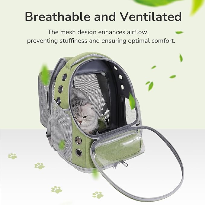 Cat Backpack Carrier for Large Cats, Expandable Cat Bubble Backpack, Dog Carriers for Small Medium Dogs, Airline Approved Pet Carrier for Travel Hiking Outdoor(Green)