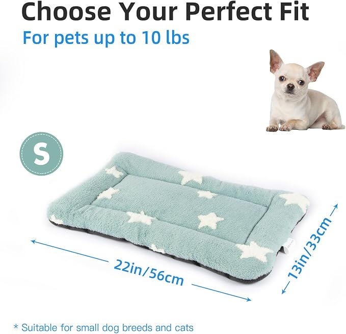 Mora Pets Cat Bed for Indoor Cats Washable Dog Crate Pad Cute Star Dog Bed Mat for Small Dogs Pet Kennel Pad for Cage Soft Flat Puppy Kitten Cushion for Sleeping Anti-Slip Blue 22 x 13