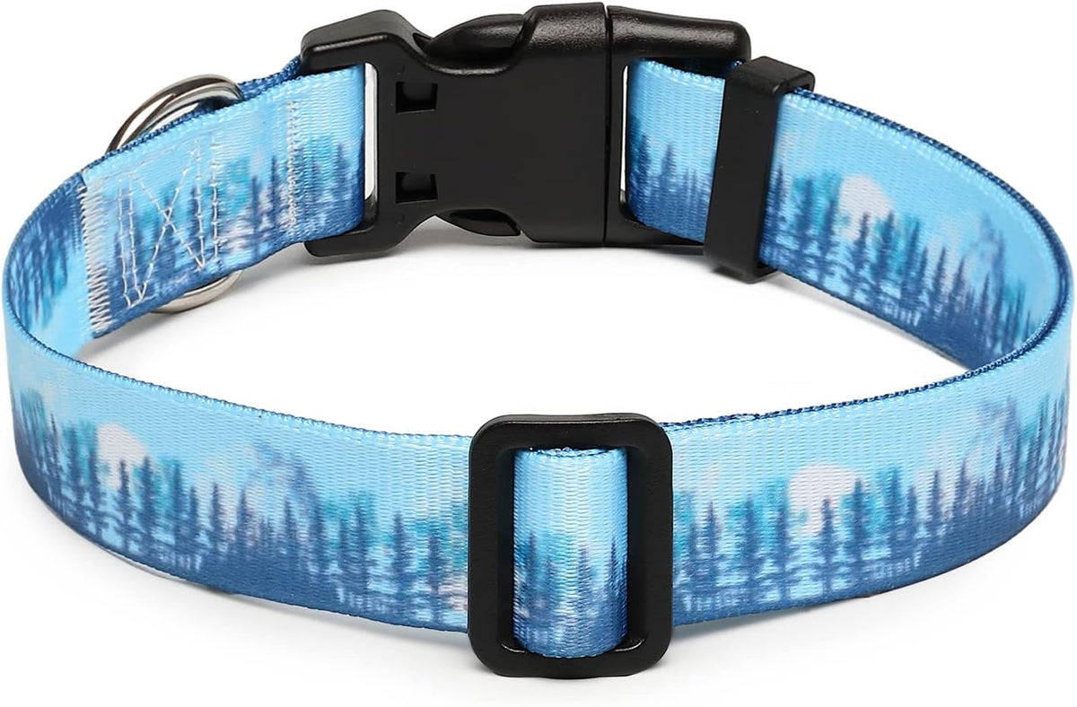 Mercano Adjustable Dog Collar - Special Design Patterns, Soft Nylon Comfortable Durable Pet Collar for Small Medium Large Dogs (L, Forest)