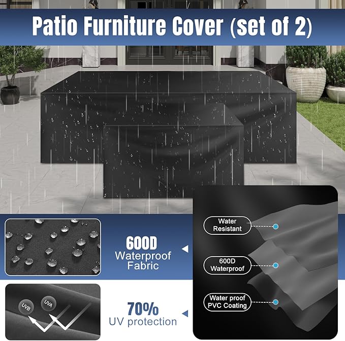 Aoxun 13 Pieces Patio Furniture Set with 44” Fire Pit Table Wicker Rattan Outdoor Sectional Conversation Set with Coffee Table and 4” Thickened Cushions, Gray/Black(Waterproof Cover Included)