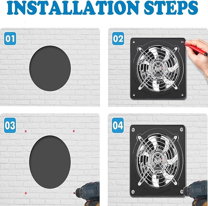Aydomer 8 Inch Exhaust Fan Metal Ventilation Fan