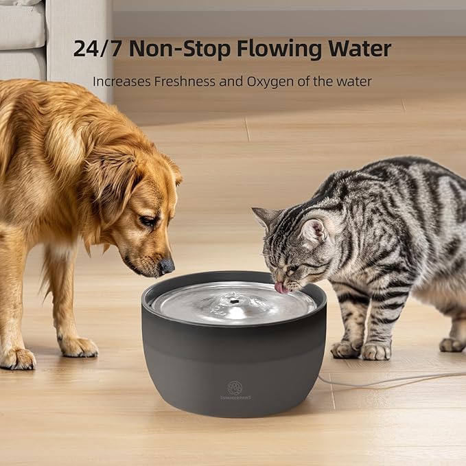 Cat Water Fountain: 101.4oz/3L Ultra Silent Water Fountain for Dogs and Cats Drinking with 2 Filters, Designed Automatic Cat Water Dispenser Easy Clean for Cats Indoor, Black