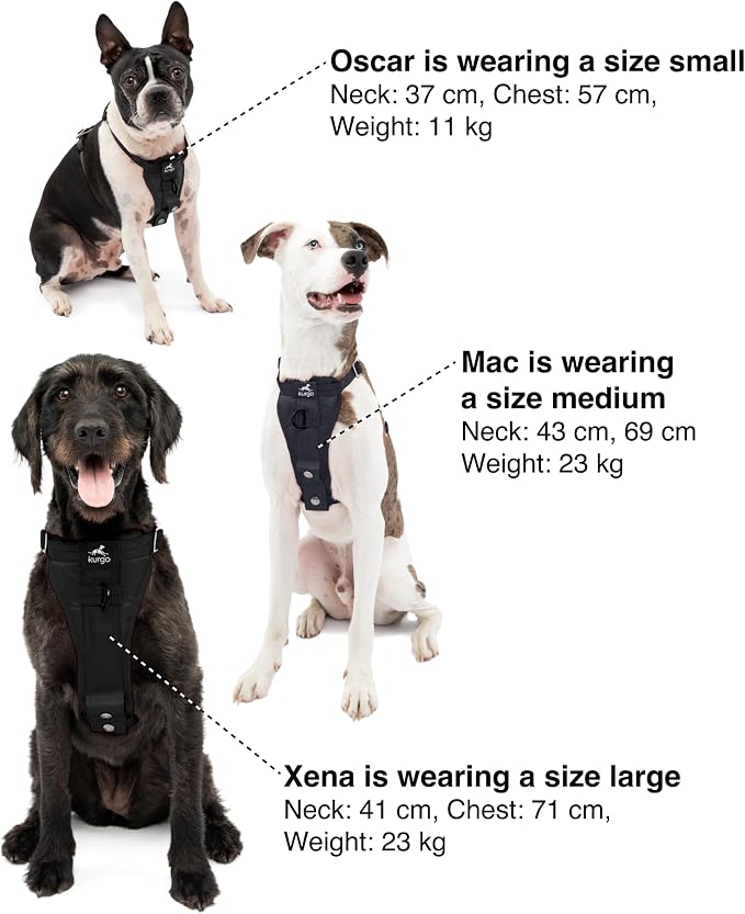 Kurgo Enhanced Strength Tru-Fit Smart Harness, Black, Small