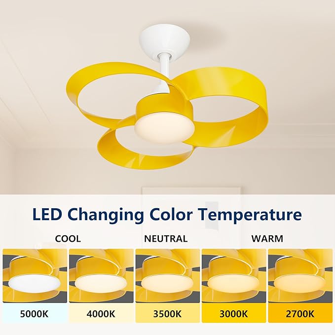 FANX 22 Inch Ceiling Fan with Light and Remote, Quiet DC Motor, Dimmable LED