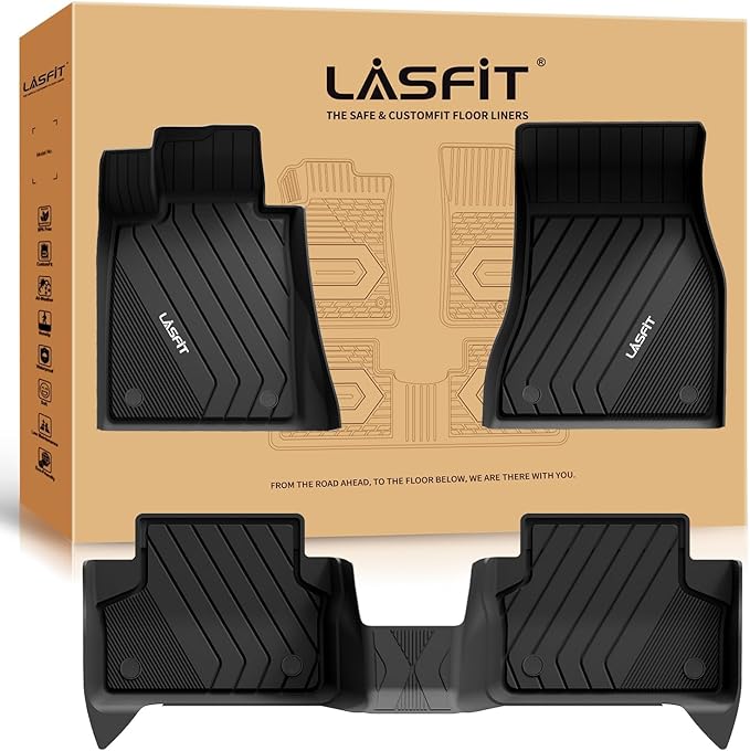 LASFIT Floor Mats for BMW 5 Series G30 2017-2023, Custom Fit TPE All Weather Car Liners 1st & 2nd Row Mat for BMW 530i, 530e, 540i, M550i xDrive, 540d xDrive, Black